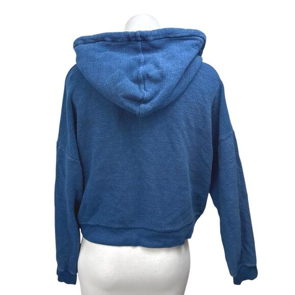 Gap Women's Blue Striped Full Zip Long Sleeve Hooded Hoodie Sweatshirt Jacket M - Picture 2 of 4